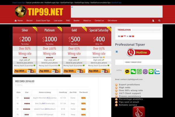 Site using Fastest Live Scores - Football Widgets plugin