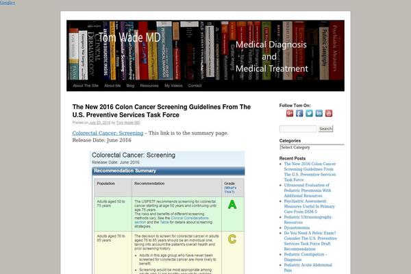 tomwademd.net site used Twentytenchild