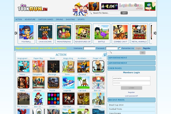 FunGames theme site design template sample