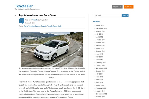 Toyota theme site design template sample