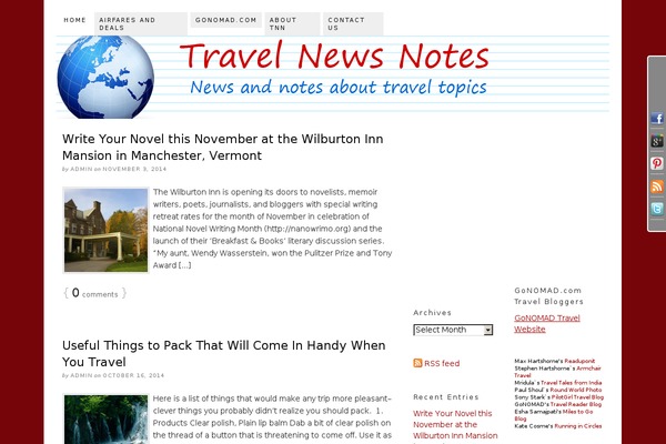 travelnewsnotes.com site used Thesis 1.8.1
