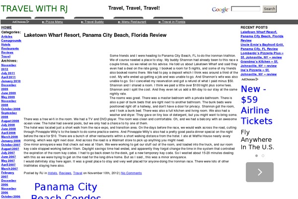 travelwithrj.com site used Moneyblog