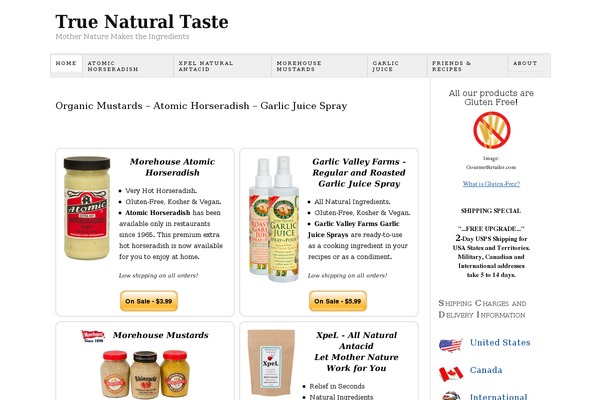 truenaturaltaste.com site used Custom Theme