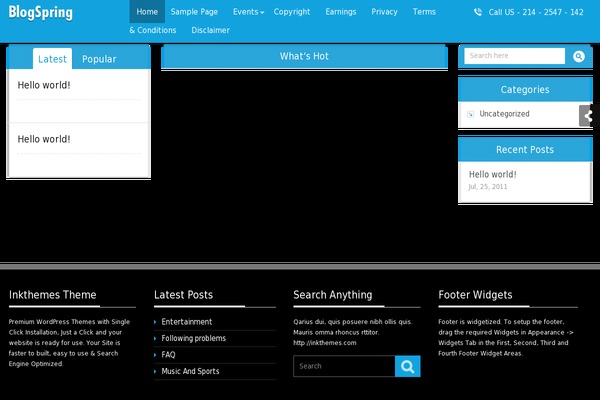 Blogspringtheme theme site design template sample