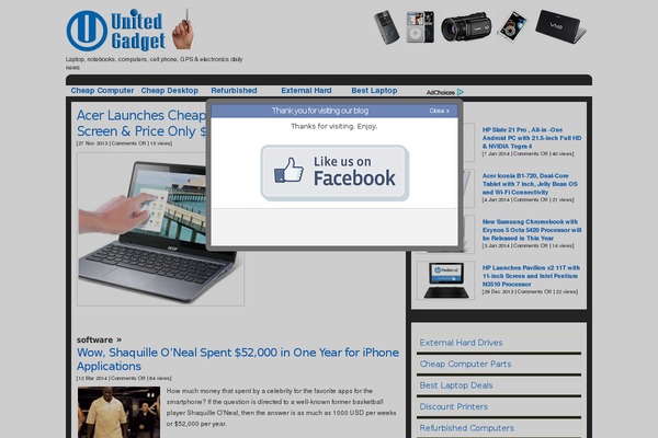 Site using Fb-traffic-pop plugin