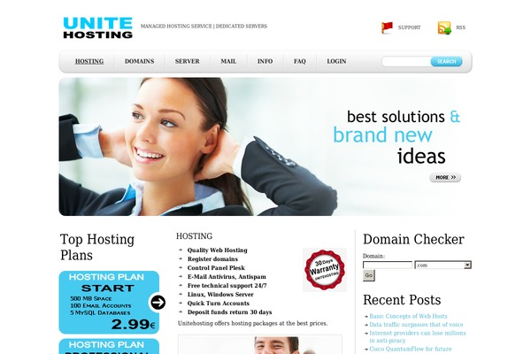 Hosting theme site design template sample