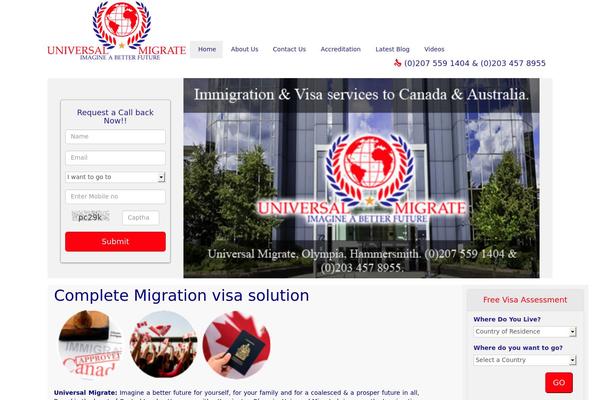 Universal theme site design template sample