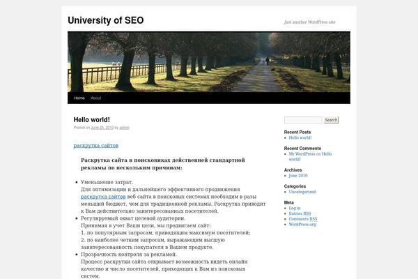 Twenty Ten theme site design template sample