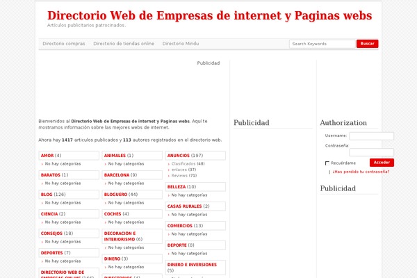 Article Directory theme site design template sample