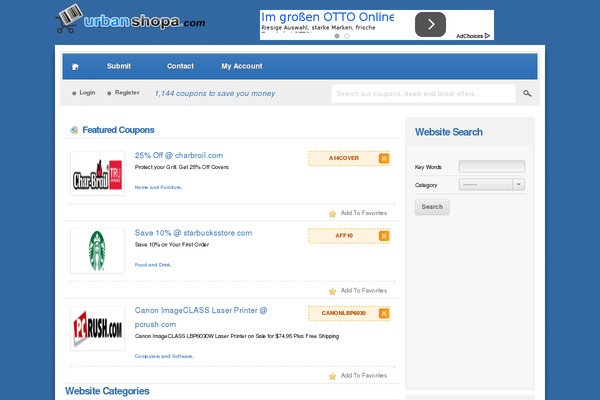 urbanshopa.com site used Couponpress
