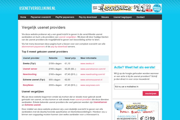 usenetvergelijking.nl site used Usenet