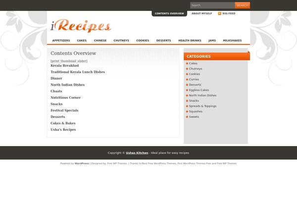 Irecipes theme site design template sample