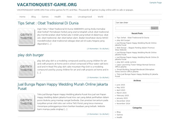 vacationquest-game.org site used Geminiwptheme
