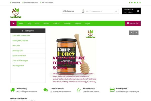 vaidbaba.com site used Easy Store