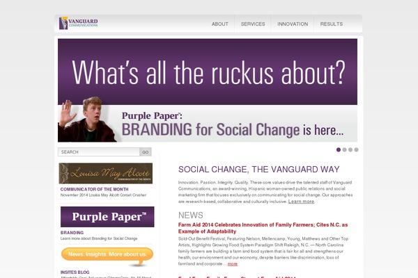 Vanguard theme site design template sample