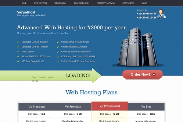 Webhosting theme site design template sample