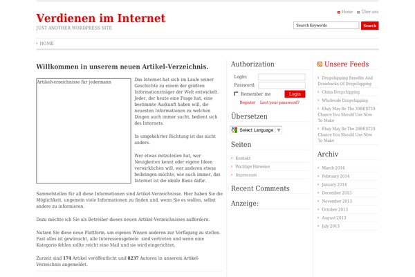 Article Directory theme site design template sample