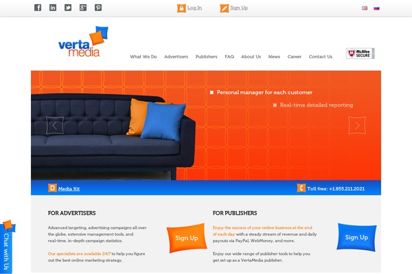 vertamedia.com site used Adtelligent