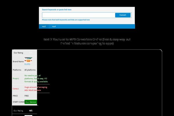 video2mp3.net site used Youtube