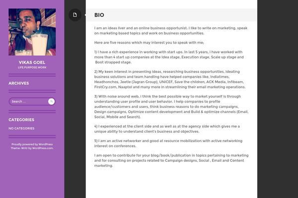 Writr theme site design template sample