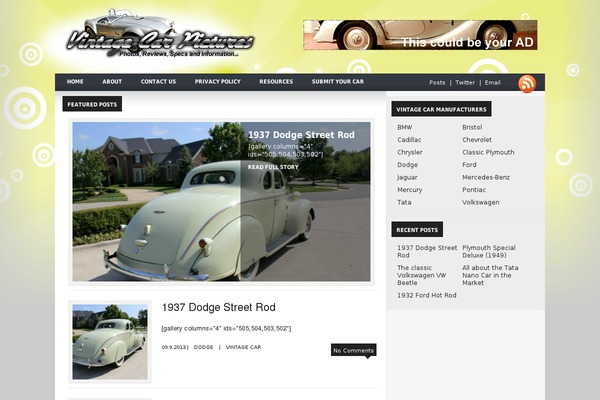 vintagecarpictures.com site used Blogstarter