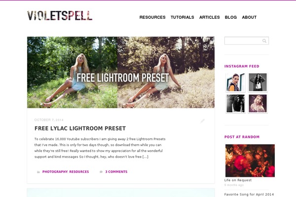 violetspell.com site used Fotografia