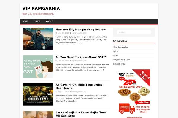 MH Magazine lite theme site design template sample
