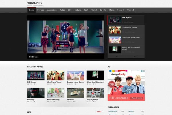deTube theme site design template sample