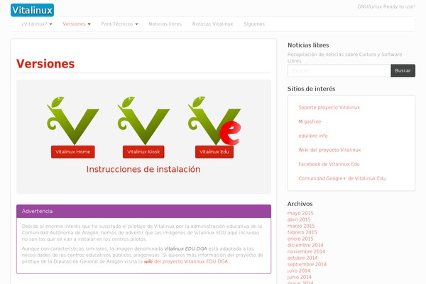vitalinux.org site used Producta
