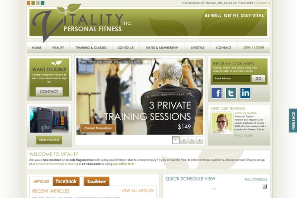 Vitality theme site design template sample