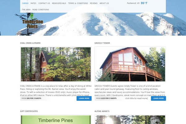 volcanocountrycabins.com site used Wp_aegean5-v1.5.3