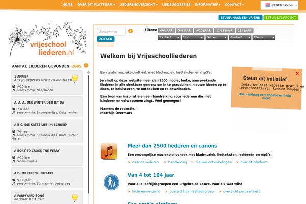 vrijeschoolliederen.nl site used Vsl
