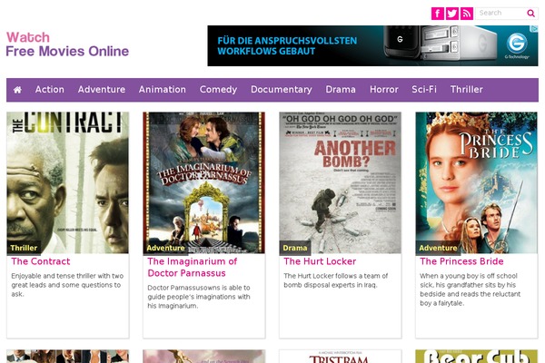 Movies theme site design template sample