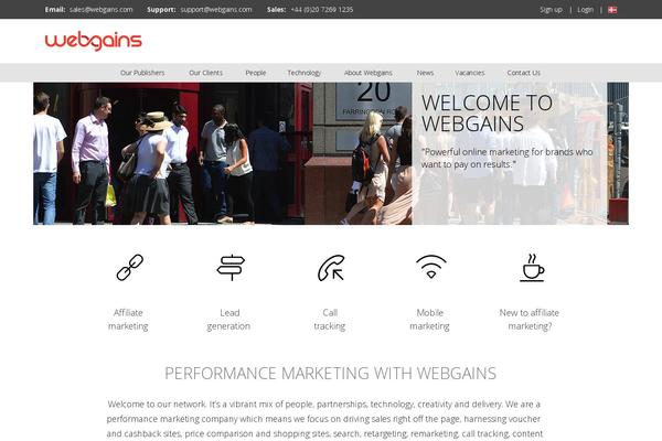 webgains.dk site used Webgains