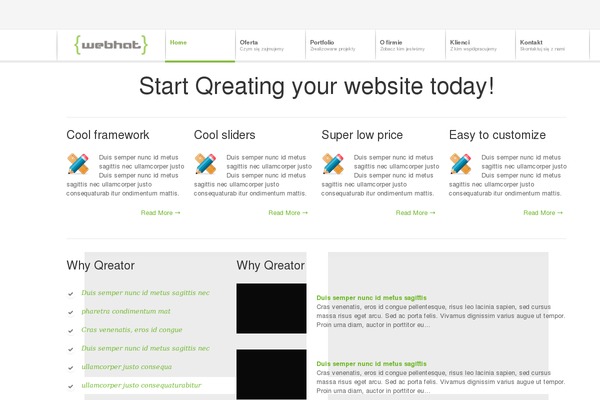 Qreator theme site design template sample