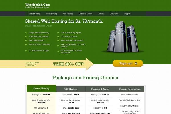 Webhosting theme site design template sample