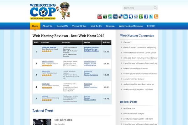 Webhosting theme site design template sample