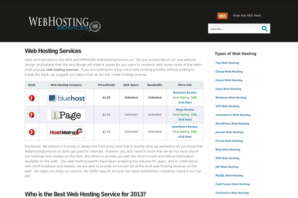 webhostingserviceplans.com site used Webhostingservices