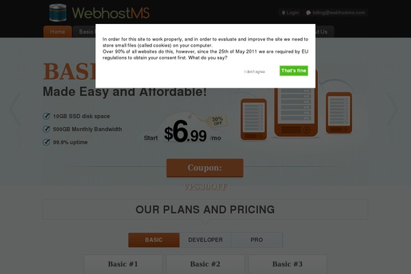 Site using Cookie-warning plugin
