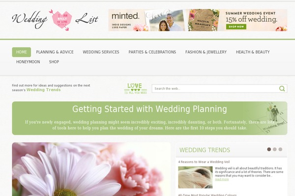 Wedding theme site design template sample