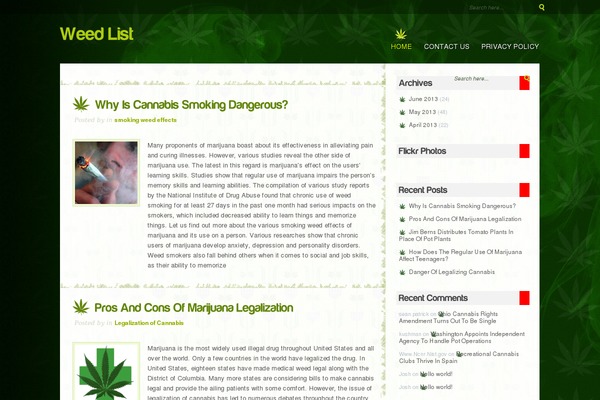 weedlist.com site used Marijuanna