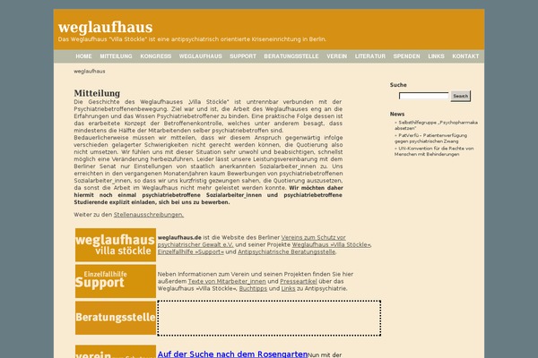 weglaufhaus.de site used Untheme two-column