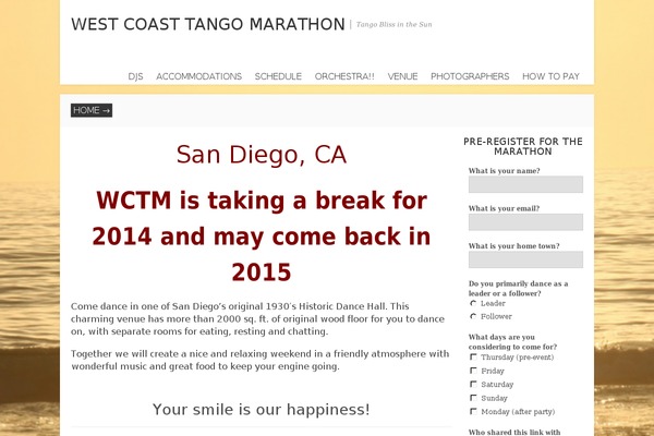westcoasttangomarathon.com site used Fusion Theme