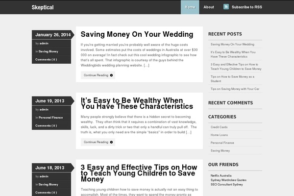 Skeptical theme site design template sample