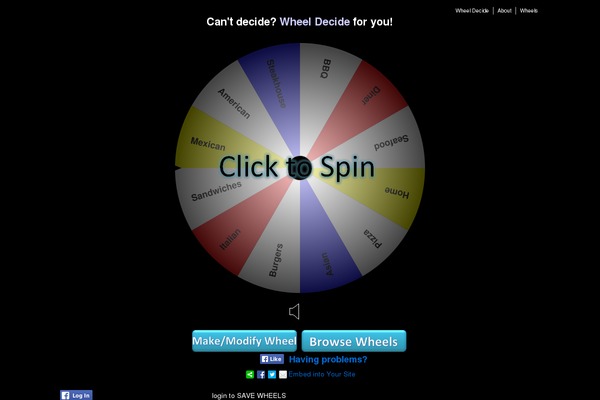 wheeldecide.com site used Responsive