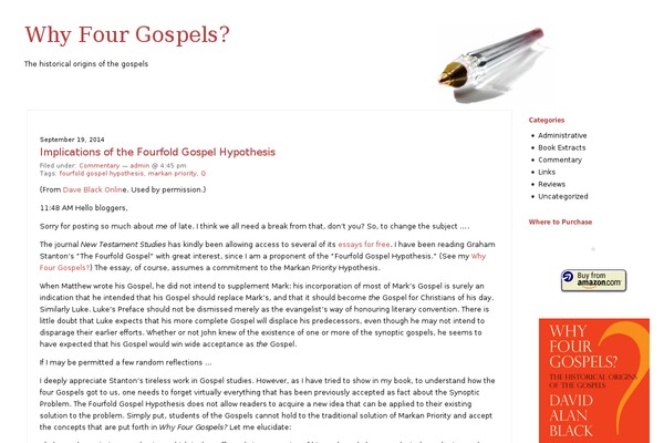 whyfourgospels.com site used Rubric [wordpress Official Theme]