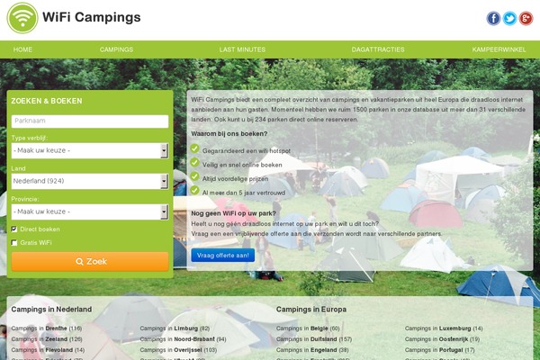 wificampings.nl site used Tribble
