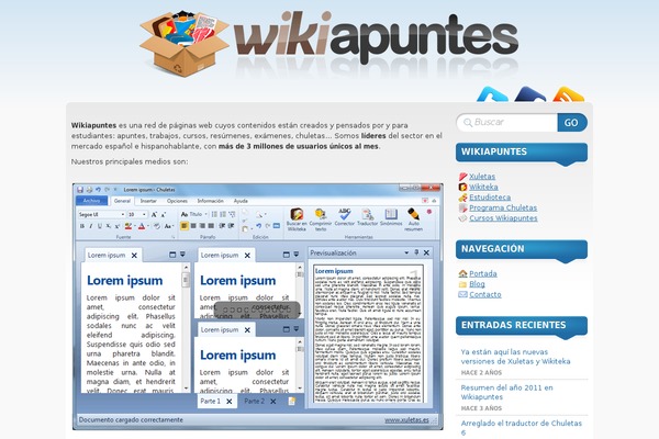 wikiapuntes.net site used Mystique Extend
