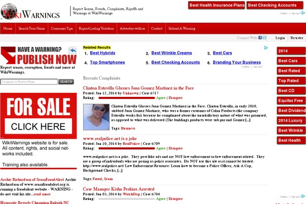 wikiwarnings.com site used Complaint