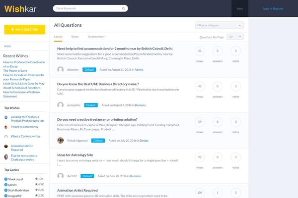 wishkar.com site used Qaengine-v1.5.1